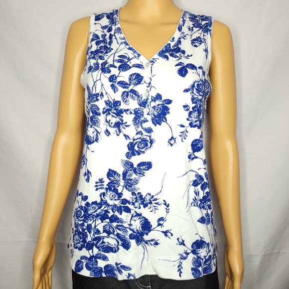 Crabtree & Evelyn Tops - CRABTREE & EVELYN WHITE FLORAL TANK TOP NWOT SMALL